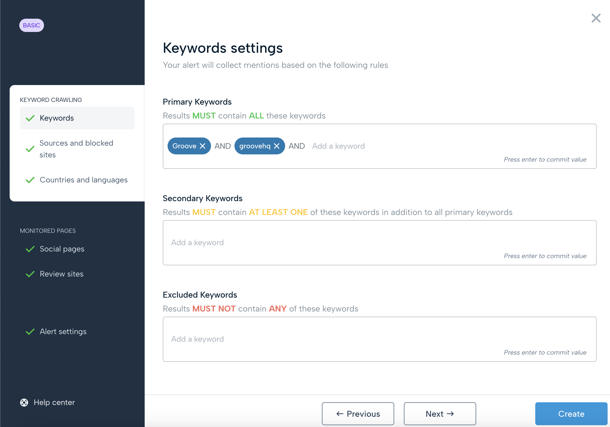 conducting social media search on mention.com