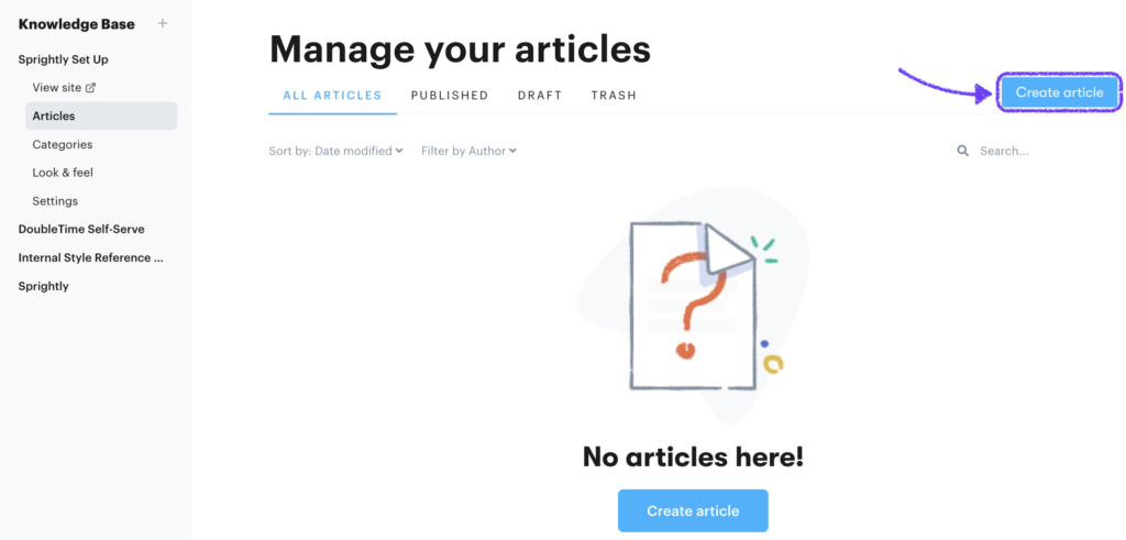 setting up knowledge base article example