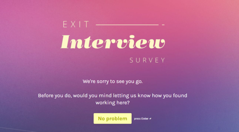 Exit interview template pulled from Delighted. 