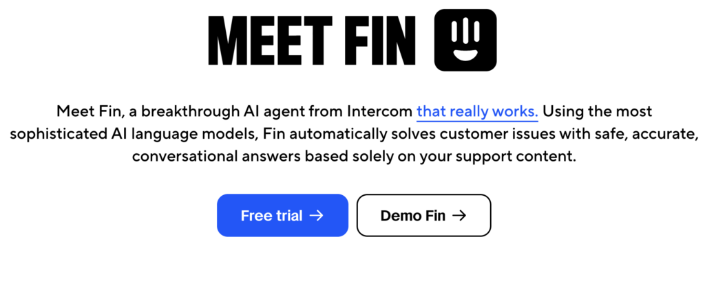 The Fin AI customer support software.