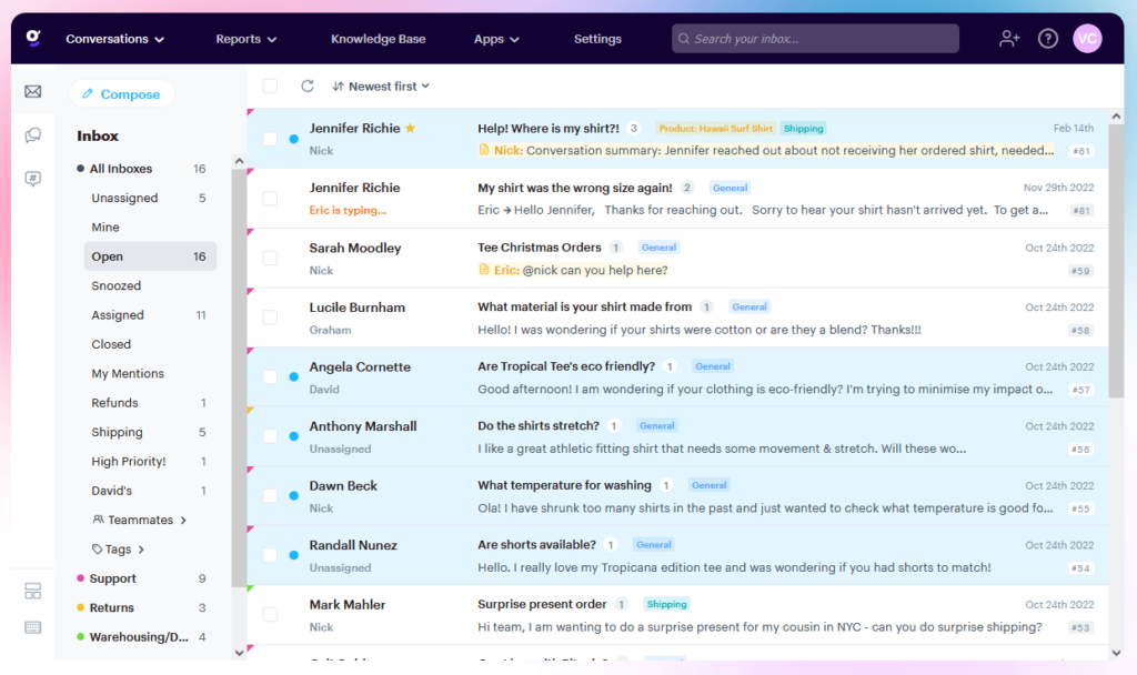 The Groove customer support dashboard.