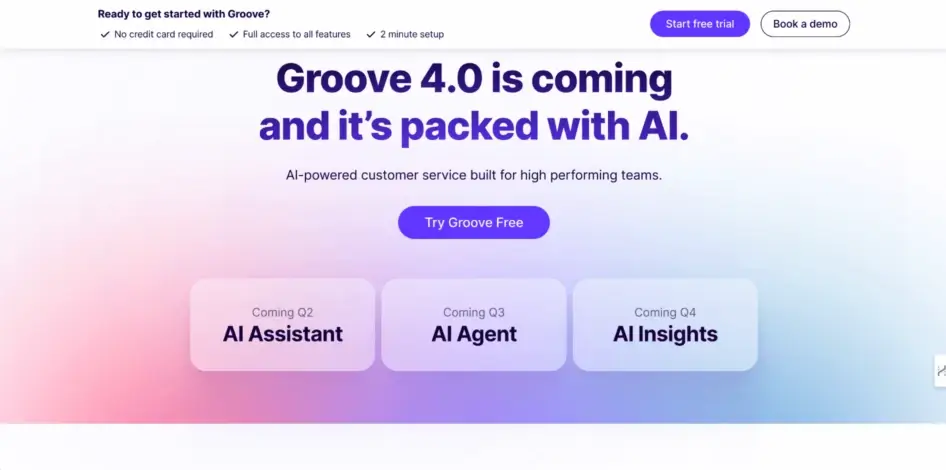 An announcement from Groove about new AI features.