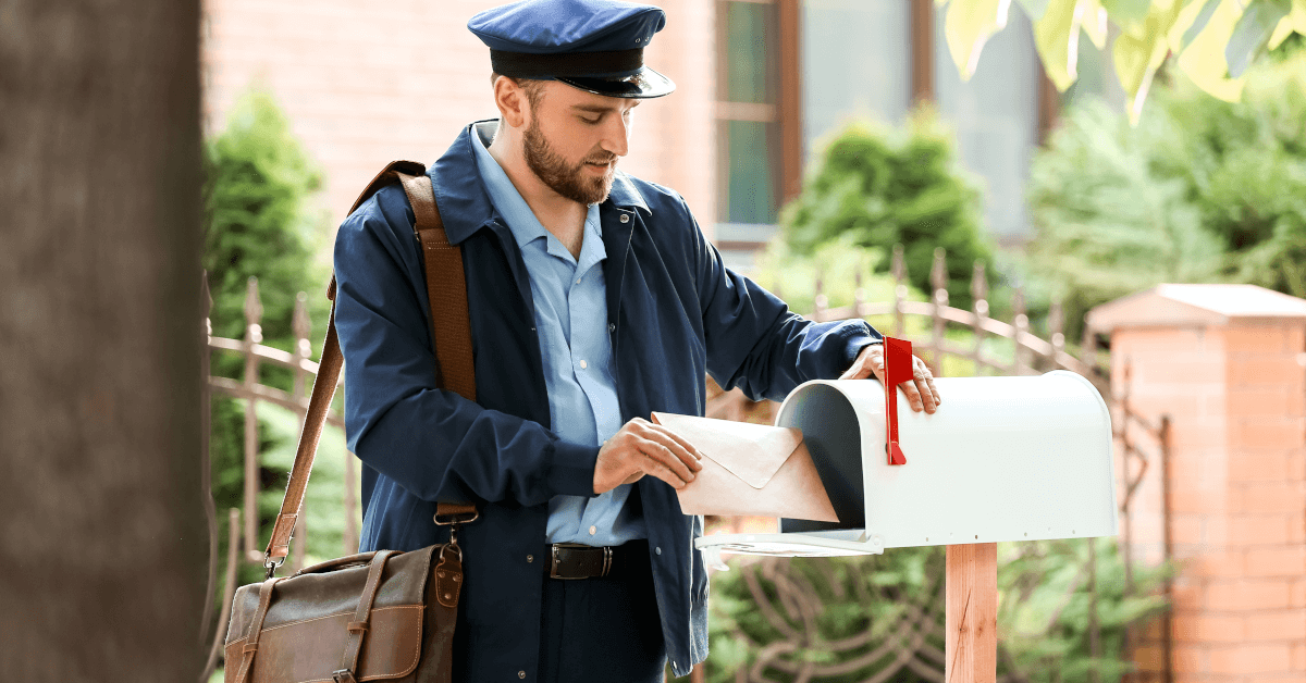 A mailman delivering a letter.