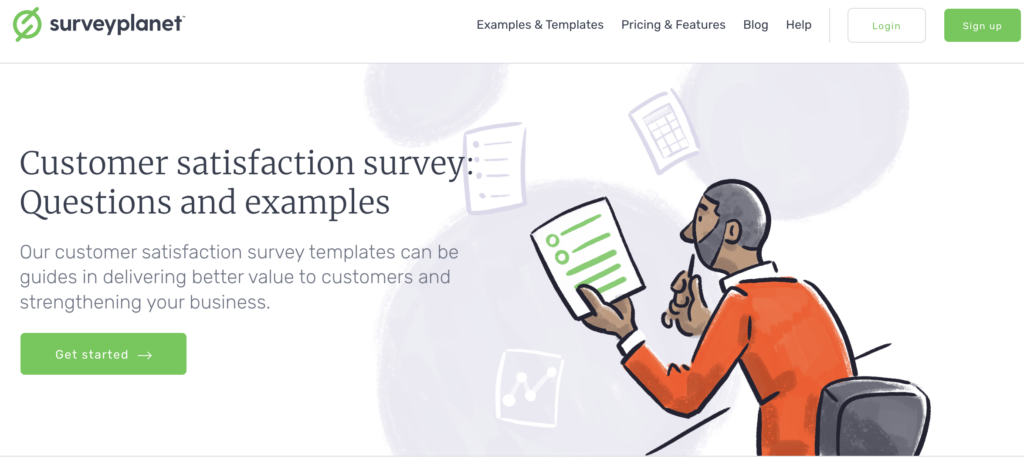 The SurveyPlanet customer satisfaction survey tool.