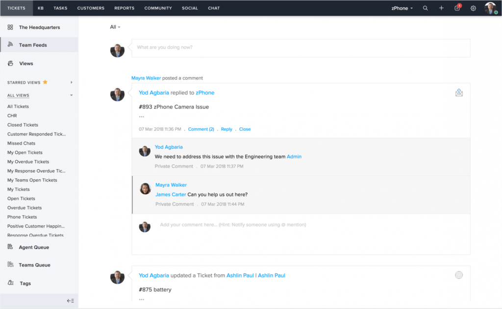 Zoho Desk's interface is clean and slick, making it easy to jump in for new users. 