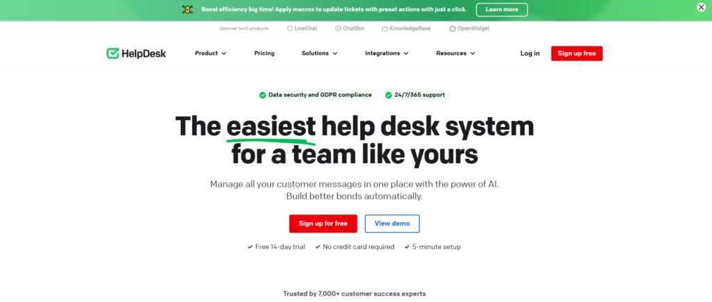 HelpDesk is a help desk, like Groove, that markets themselves on simplicity and ease of use. 