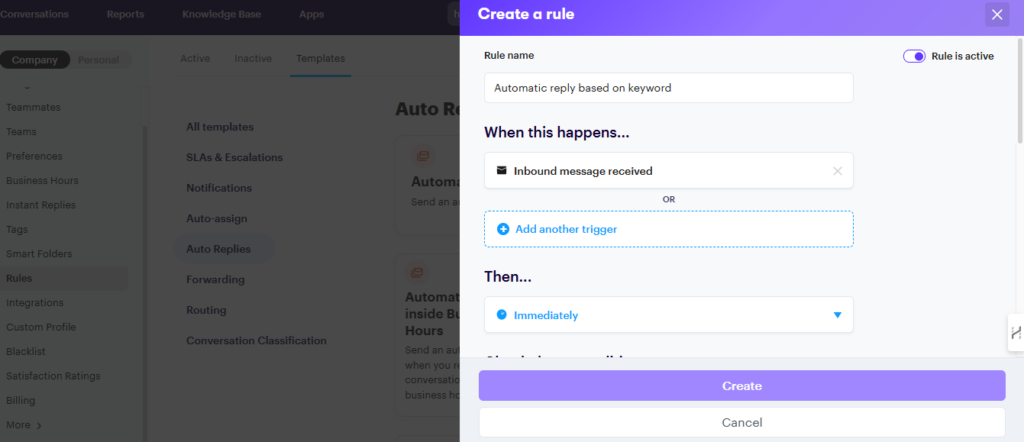 Automated workflows inside Groove for streamlined customer service.