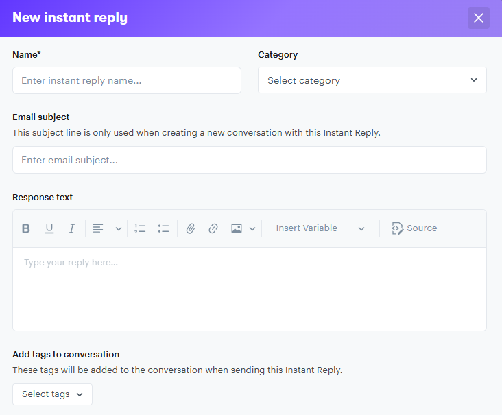 Create instant replies within Groove to automate responses for common queries. 