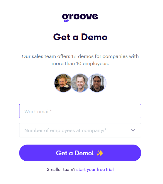 Groove's demo for small customer support teams