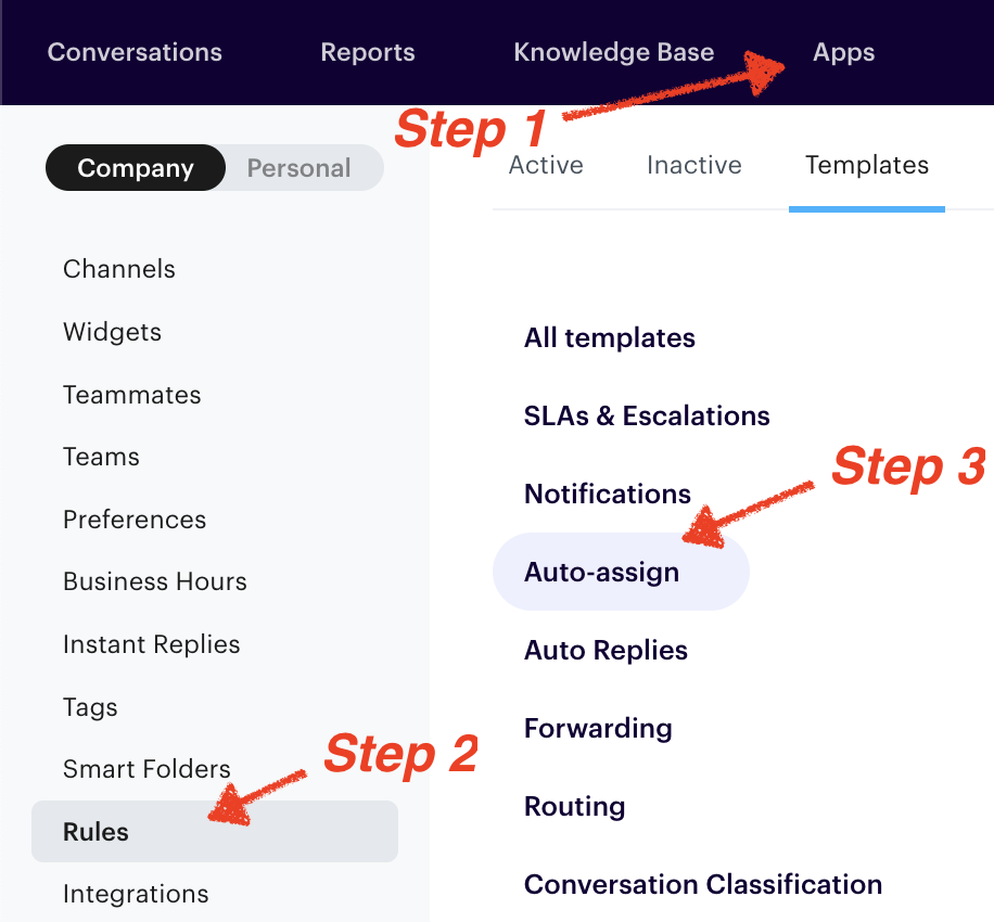 Customizing rules in the Groove support dashboard.