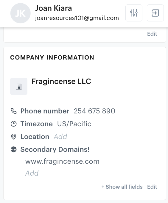 Screenshot showing how to fill customer company information on Groove