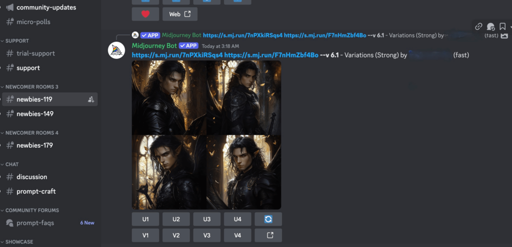 users generating images on Midjourney via Discord