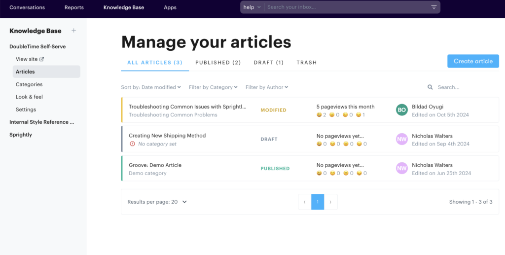 how to set up your knowledge base on Groove as a self-service option