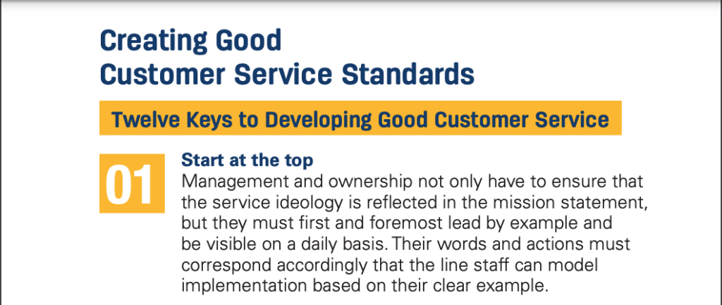 An example of a customer service training manual.