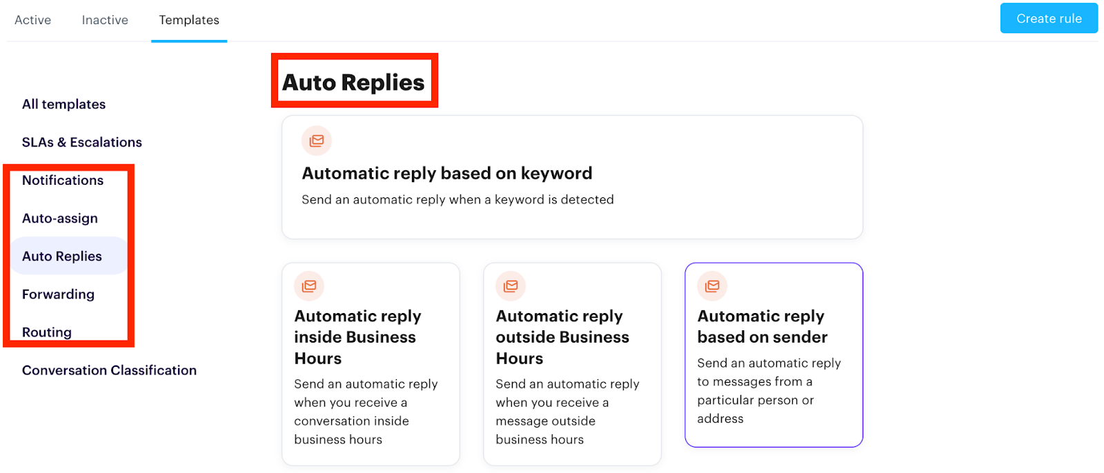 Within a help desk like Groove, you can easily set up automation rules to help cut down on response time. 