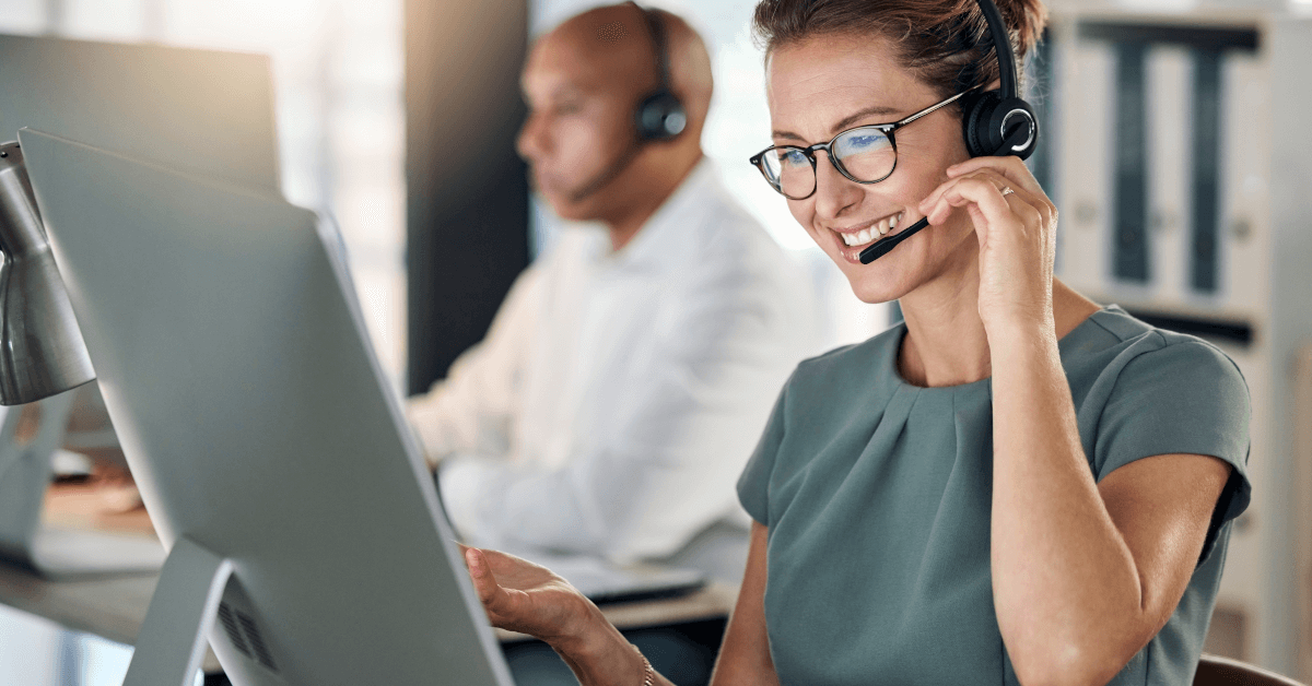 A customer service agent working a help desk.