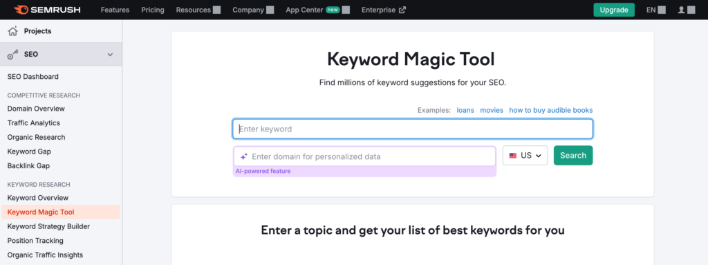 A number of tools exist that allow you to conduct an audit of your Knowledge Base for content gaps. Beyond that, SEMrush offers a "Keyword Magic Tool:" for extensive keyword research. 