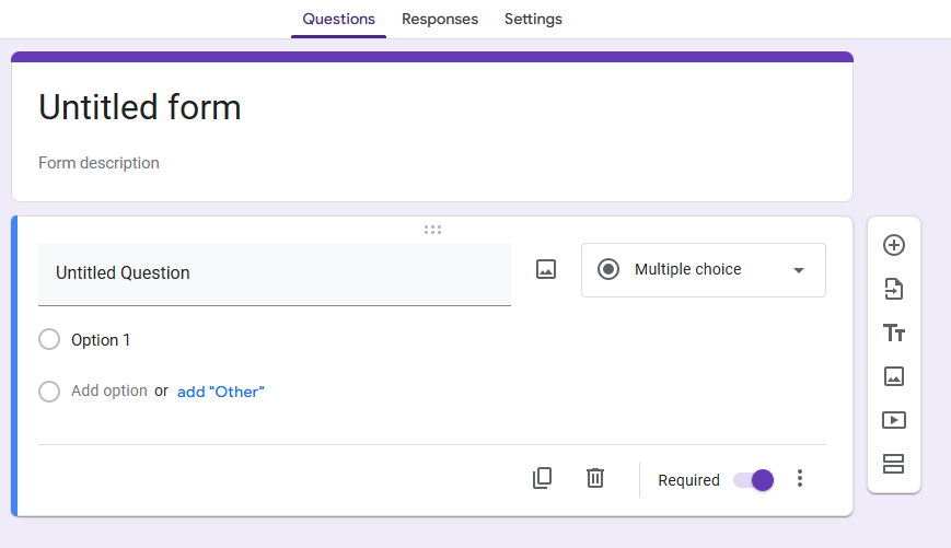 Google forms' interface for VoC analysis survey creation