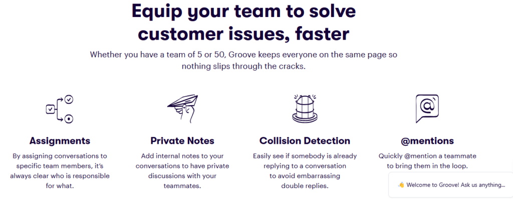 Groove's features that boost your customer support team's efficiency