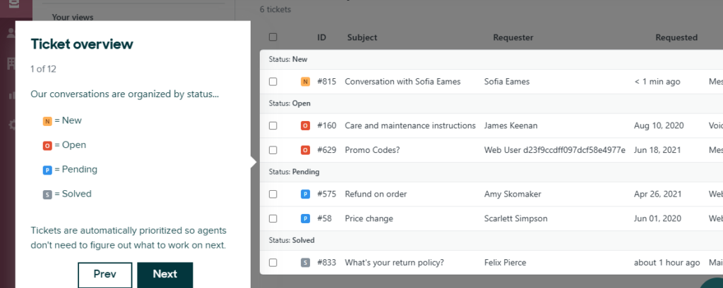 Zendesk's shared inbox ui