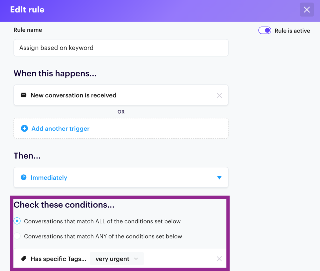 You can easily edit Rules within Groove that allow for advanced automation, sorting, and organization. 